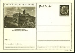 1940 Marienburg (Westpr), 6 Pf. Bildpostkarte Hindenburg: Marienburg, Ungebr. (Mi.P 236/40-161-B 7) - Burgen, Schlösser  - Autres & Non Classés