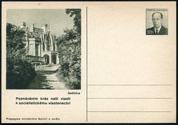 1953 TSCHECHOSLOWAKEI, 30 H. Bildpostkarte Zapatocky: Schloß Lednice (13. Jhdt.) Der Familie Liechtenstein, Ungebr. (Pof - Other & Unclassified