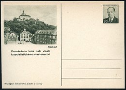 1953 TSCHECHOSLOWAKEI, 30 H. Bildpostkarte Zapatocky: Schloß Nachod (um 1250 Erbaut) Mit Ort, Ungebr. (Pofis CDV.120/17) - Otros & Sin Clasificación