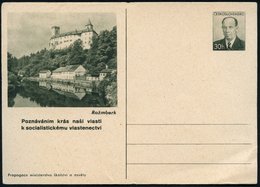 1953 TSCHECHOSLOWAKEI, 30 H. Bildpostkarte Zapatocky: Schloß Rozmberk (dt. Rosenberg, Gegr. 1225) Von Peter I. Von Rosen - Andere & Zonder Classificatie