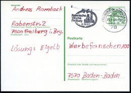 1981 (Apr.) 78 FREIBURG IM BREISGAU, Maschinen-Werbestempel Mit Rathaus U. Schiefer Turm Von Pisa, Bedarfskarte (Bo.98 A - Andere & Zonder Classificatie