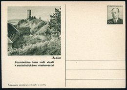 1953 TSCHECHOSLOWAKEI, 30 H.. Bildpostkarte Zapatocky: Zebrak, Burgruine Mit Bergfried, Ungebr. (Pofis CDV.120/29) - Tur - Other & Unclassified