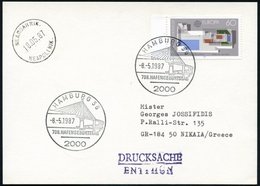 1987 (8.5.) 2000 HAMBURG 36, Sonderstempel 798. Hafenfest = Köhlbrand-Brücke, Ausl.-Karte - Brücken / Bridges / Ponts /  - Other & Unclassified