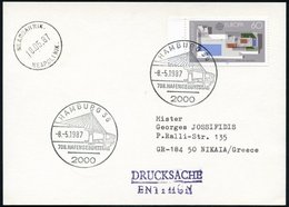 1987 (8.5.) 2000 HAMBURG 36, Sonderstempel 798. Hafenfest = Köhlbrand-Brücke, Ausl.-Karte - Brücken / Bridges / Ponts /  - Otros & Sin Clasificación