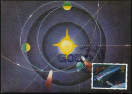 1986 (11.4.) GROSSBRITANNIEN; "" P. Halley-Komet, Giotto-Mission + Passender Sonderstempel BRISTOL, Maximumkarte (Mi.106 - Sonstige & Ohne Zuordnung