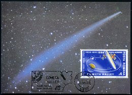1986 (11.4.) RUMÄNIEN, 4 L. Halley-Komet (Giotto-Mission) + Fahnen-Werbestempel BOTOSANI 1, Maximumkarte (Mi.4229) - Ast - Andere & Zonder Classificatie