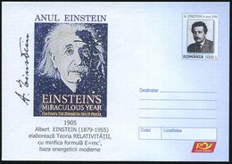 2005 RUMÄNIEN, 5000 L. Sonder-Ganzsachenumschlag EINSTEIN-JAHR (= Kopf Einsteins Vor Weltall), Ungebr. - Astronomen, Kop - Altri & Non Classificati