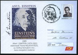 2005 RUMÄNIEN, 5000 L. Sonder-Ganzsachenumschlag EINSTEIN-JAHR (= Kopf Einsteins Vor Weltall) + Sonderstempel 400 790 CL - Altri & Non Classificati