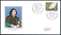1973 SCHWEIZ, Sonderstempel 6000 LUZERN Mit Kopernikus (Pen.S 811) Auf 15 C. Weltraumteleskop, Inl.-Brief (Mi.988 EF) -  - Autres & Non Classés