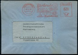 1957/61 (17 A) KARLSRUHE, Motivgleiche Absenderstempel Bzw. Maschinen-Werbestempel Mit Atom-Modell Etc., 2 Belege (Bo.67 - Otros & Sin Clasificación