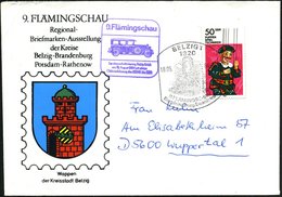 1984 (18.8.) 1820 BELZIG 1, Sonderstempel 9. Flämingschau (Burg Eisenhart) + Viol. HdN: Sonderpostbeförderung Mit Oldtim - Autres & Non Classés