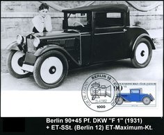 1982/85 1000 BERLIN 12 /  6000 FRANKFURT/ M, 90 + 45 Pf. Wofa = DKW "F 1" + ET-Sonderstempel Berlin Bzw. Frankfurt/ M. 5 - Other & Unclassified
