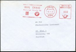 1967 (12.1.) 224 HEIDE, Absender-Freistempel Fa. Karl Ehmke, FIAT U. BMW-Händler (je Logo), Firmenbrief - Deutsche Autom - Other & Unclassified