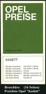 1968 RÜSSELSHEIM, Orig. Falt-Prospekt Mit Preisen Für Opel Caravan (Kombi, Coupé), Kadett, 16 Seiten Mit Preisen, Erstkl - Andere & Zonder Classificatie