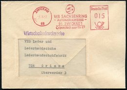 1972 95 ZWICKAU, Absender-Freistempel VEB SACHSENRING = Hersteller PKW "Trabant" (Bf. Randriß Unsichtbar) Inl.-Brief - D - Altri & Non Classificati