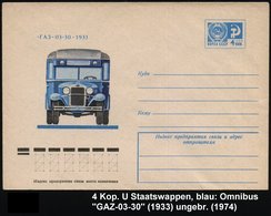 1974 UdSSR, 4 Kop. Ganzsachenumschlag: Omnibus "GAZ 03-30" Von 1933, Ungebr. - Omnibus / Bus / Autobus / Produttori Auto - Sonstige & Ohne Zuordnung