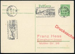 1938 (15.10.) HEIDELBERG 1, Maschinen-Werbestempel Kraftpostbus Mit UB "ag", Inl.-Karte (Bo.S 299 A , Nur In 2 Orten Ver - Autres & Non Classés