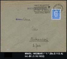 1932 (1.10.) WEIMAR 1, Kraftpost-Maschinen-Werbestempel (Omnibus), Bedarfsbrief (Bo.S 113 A) - Kraftomnibus / Kraftpost- - Other & Unclassified