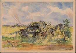 1942 DEUTSCHES REICH, Color-Künstler-Propaganda-Ak.: "Getarnte Panzer" (2 Panzer III Im Weizenfeld) Von G. Hensel, Ungeb - Other & Unclassified