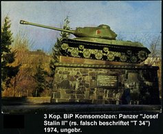 1974 UdSSR, 3 Kop. Bildganzsache Komsomolzen: Panzer-Denkmal In Lwow (Lemberg) Mit Panzer "JS-II" (Josef Stalin) Rs. Irr - Other & Unclassified