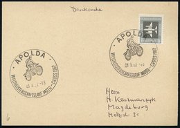 1962 (3.9.) APOLDA, Sonderstempel Cross-WM, Inl.-Karte (Bo.7) - Motorrad & Zubehör / Motorbike / Motocyclette / Motocicl - Altri & Non Classificati