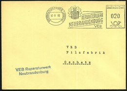1960 NEUBRANDENBURG, Blauer Absender-Freistempel RWN REPARATURWERK (Zahnrad), Firmenbrief - Motor & Autozubehör / Motor  - Altri & Non Classificati