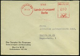 1955 (29.4.) (1) BERLIN W 15, Absender-Freistempel Landesfinanzamt, Dienstbrief: Der Senator Für Finanzen, Sondervermöge - Autres & Non Classés