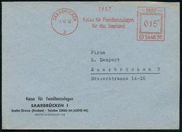 1956 (7.12.) SAARBRÜCKEN 3, Absender-Freistempel Francotyp Typ Post Saar, Ortsbrief - Bank & Geld / Bank & Money / Banqu - Autres & Non Classés