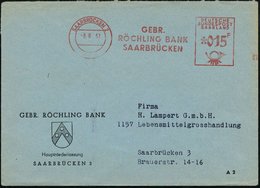 1957 (8.8.) SAARBRÜCKEN 2, Absender-Freistempel Francotyp Typ Post Saar, Ortsbrief - Bank & Geld / Bank & Money / Banque - Sonstige & Ohne Zuordnung