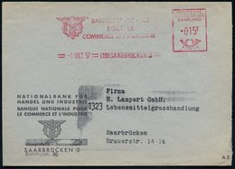 1957 (1.10.) SAARBRÜCKEN 2, Absender-Freistempel SATAS Typ Bundespost Saar, Ortsbrief - Bank & Geld / Bank & Money / Ban - Altri & Non Classificati