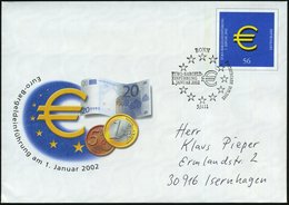 2002 (Jan.) B.R.D. 56 Cent Sonder-Ganzsachenumschlag "Einführung Des Euro Am 1.1.2002" (Münzen U. Geldschein 20.- ?) 1x  - Sonstige & Ohne Zuordnung