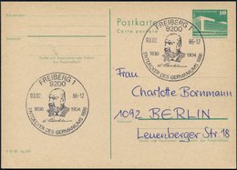 1986 (3.2.) 9200 FREIBERG 1, Sonderstempel Entdecker Des Germaniums A. Winkler (Brustbild), Inl.-Karte - Chemie / Chemis - Other & Unclassified