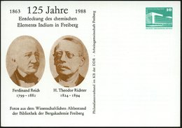 1986 FREIBERG, PP 10 Pf. Palast Der Republik: 125 Jahre Entdeckung Des Chem. Elements Indium (Portraits F. Reich U. H. T - Autres & Non Classés