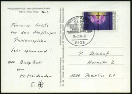 1984 (16.2.) 8103 OBERAMMERGAU, Sonderstempel Passionsspiele 1984 (Passions-Theater) Auf Passender EF 60 Pf. Passionsspi - Autres & Non Classés