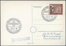 1957 (2.6.) (22 A) DÜSSELDORF, Sonderstempel Kongress Der Adventmission, Inl.-Karte (Bo.132) - Kirchentage & Kirchenkong - Other & Unclassified