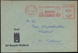 1965 (31.3.) 507 BERGISCH GLADBACH, Kommunaler Absender-Freistempel Mit Domen Köln U. Altenberg, Kommunalbrief - Sakralb - Sonstige & Ohne Zuordnung