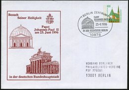 1996 (23.6.) 10878 BERLIN, Sonderstempel Besuch Papst Joh. Paul II = Hedwigs-Kathedrale Auf Motivgleichem PU 100 Pf. Alt - Sonstige & Ohne Zuordnung