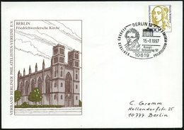 1997 (15.3.) 10619 BERLIN 12, PU 100 Pf. Frauen: Friedrichwerdersche Kirche Von K. F. Schinkel + Passender Sonderstempel - Sonstige & Ohne Zuordnung