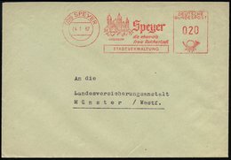 1962 (7.3.) (22 B) SPEYER, Kommunaler Absender-Freistempel Mit Kaiserdom, Inl.-Brief - Sakralbauwerke, Dome & Kirchen /  - Andere & Zonder Classificatie