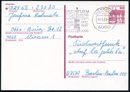 1983 (17.1.) 4060 VIERSEN 1, Maschinen-Werbestempel 500 Jahre Kirchturm "St. Clemens", Bedarfskarte (Bo.19 A) - Sakralba - Sonstige & Ohne Zuordnung