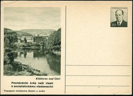 1953 TSCHECHOSLOWAKEI, 30 H. Bildganzsache Zapotocky: Klasterec Nad Ohri = Klösterle An Der Eger (Benediktiner-Kloster G - Other & Unclassified