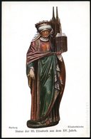 1900 (ca.) MARBURG/ LAHN, Color-Litho-Ak. Mit Hl. Elisabeth (Statue Mit Kirchenmodell), Ungebr. (Verlag Elwert'sche Buch - Otros & Sin Clasificación