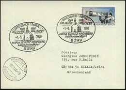 1986 (1.5.) 8399 GRIESBACH ROTTAL, Sonderstempel "300 JAHRE WALLFAHRT.." (Wallfahrtskirche), Ausl.-Karte (Bo.3 , Nur Vom - Autres & Non Classés