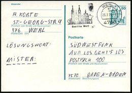 1979 4760 WERL 1, Maschinen-Werbestempel Marien-Wallfahrtskirche, Bedarfskarte (Bo.15 A I = UB "sr") - Wallfahrt & Pilge - Sonstige & Ohne Zuordnung