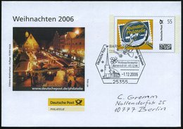 2006 (1.12.) 25355 BARMSTEDT, Sonderstempel Weihnachtsmarkt (Komet, Kirche, Engel Auf 55 C. Sonder-Ganzsachenumschlag "W - Altri & Non Classificati