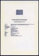 1972 ÖSTERREICH, 2 S. "Weihnachten 1972" = Got. Skulptur "Muttergottes Mit Kind" (1420-30), Ungez. Schwarzdruck Auf Amtl - Otros & Sin Clasificación