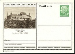 1956 COBURG, 10 Pf. Bildganzsache Heuss I: 900 Jahre Coburg (Veste Coburg = Lutherstätte), Ungebr. (Mi.P 24) - Martin Lu - Other & Unclassified