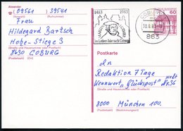 1983 (30.8.) 863 COBURG1, Maschinen-Werbestempel Martin-Luther-Jahr 1983 (Brustbild Vor Veste Coburg), Bedarfskarte (Bo. - Other & Unclassified