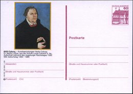 1983 8630 COBURG , 60 Pf. Bildganzsache Burgen: Luther-Bildnis Aus Schule Lucas Cranach (500. Geburtstag),, Maschinen-We - Otros & Sin Clasificación