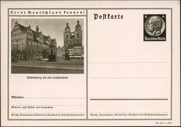 1935 Wittenberg, 6 Pf. Bildganzsache Hindenbg. "Lernt Deutschland Kennen!": Stadtkirche, Rathaus U. Luther-Denkmal, Unge - Andere & Zonder Classificatie